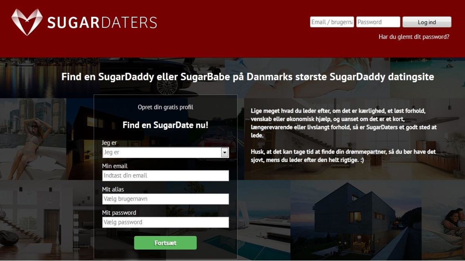 Screendump fra hjemmesiden Sugardaters, der ifølge Jørn Vestergaard kan være i strid med loven.