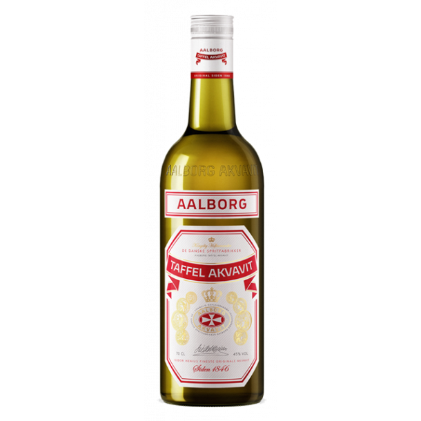 Rød Aalborg Taffel Akvavit, 0,7L. - Snaps &amp; andet alkohol - hjemve.dk