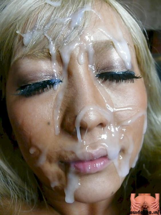 during chick blonde asian taking four face bukkake drenched facial facefull  of cum cum